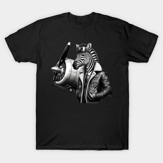 Funny Zebra Pilot T-Shirt by Merchweaver